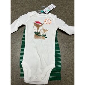 Carter's Christmas 3 mo NWT‎ 2 piece set reindeer shirt/stripe pants